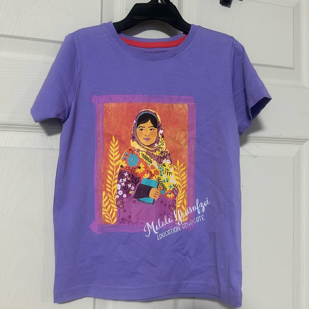 PICCOLINA MALALA YOUSAFZAI TEE: PURPLE : NEW WITH TAGS: SIZE 5/6